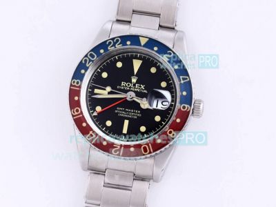 Rolex Vintage GMT Master II Black Dial Blue Red Bakelite Bezel Replica Watch 40MM